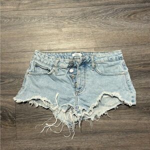 Distressed Light Blue Denim Shorts
